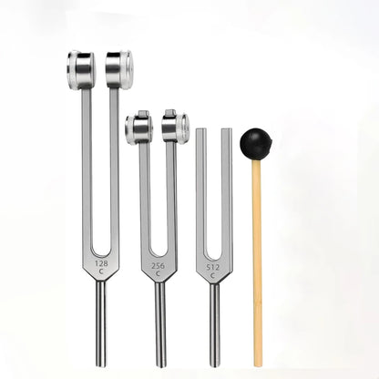 Chakra Tuning Forks Set – 128Hz, 256Hz, 512Hz Weighted Forks for Vibrational Therapy & Stress Relief