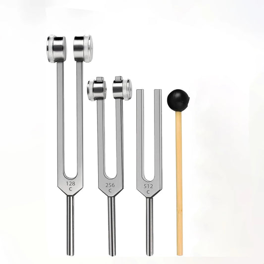 Chakra Tuning Forks Set – 128Hz, 256Hz, 512Hz Weighted Forks for Vibrational Therapy & Stress Relief