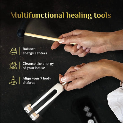 Chakra Tuning Forks Set – 128Hz, 256Hz, 512Hz Weighted Forks for Vibrational Therapy & Stress Relief
